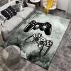 Gaming Controller Carpet with Retro Console Design in Gray Tones Suitable for use as an anti-slip for living room bedroom sofas