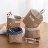 Sundries Organizer Big Round Mouth Feel Comfortable Cotton Linen Blue Bags Cotton And Linen Storage Bag Hanging Design 50g