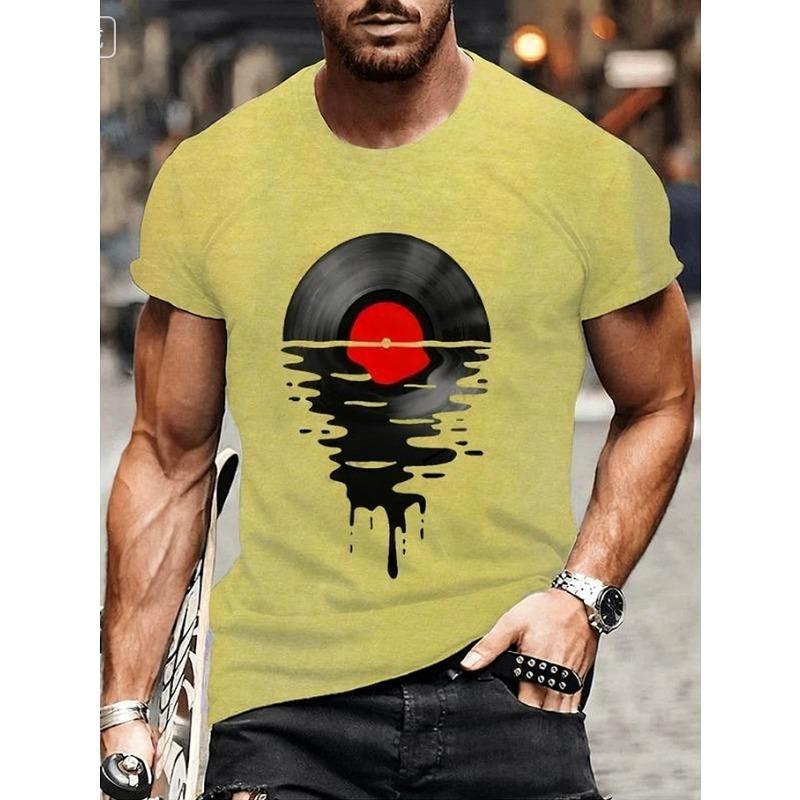 Summer Vinyl Record DJ Graphic Men's T-shirts Casual Hip Hop Streetwear Music Lover Funny Tops T-shirts