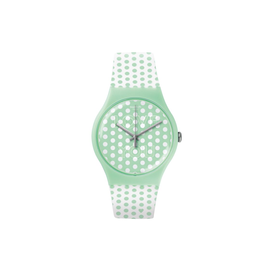 Swatch Quartz Movement 30M Waterproof Mint Green Fashion Watch 41Mm Green Dial Plastic Case Silicone Strap Unisex watches SUOG108 Green