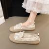 Summer Lace Breathable Mesh Canvas Flats Comfortable Loafers Women Flax Weave Soft-Soled Embroidery Designer Shoes Espadrille