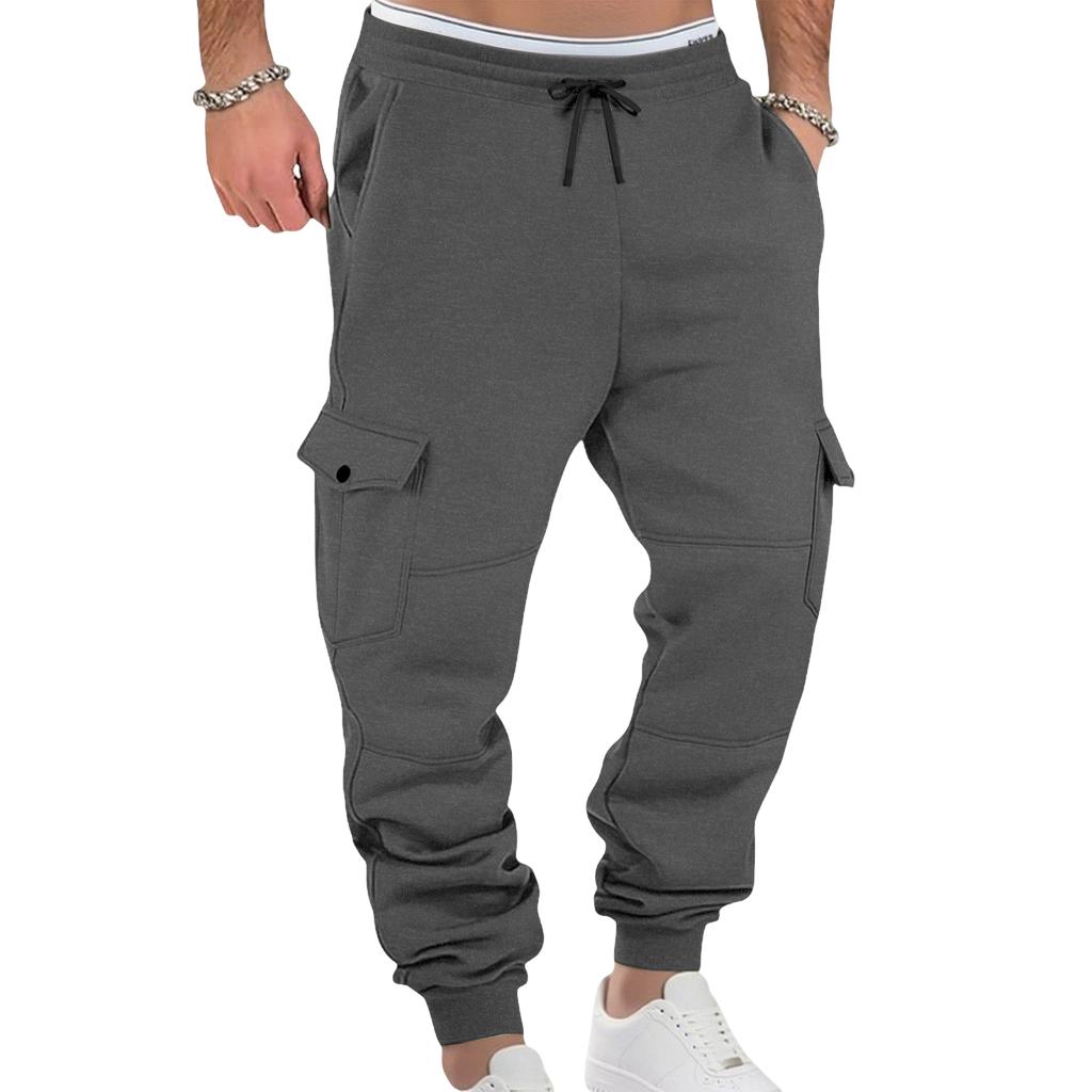 Men's Casual Cargo Jogger Sweatpants with Large Side Pockets and Elastic Waist