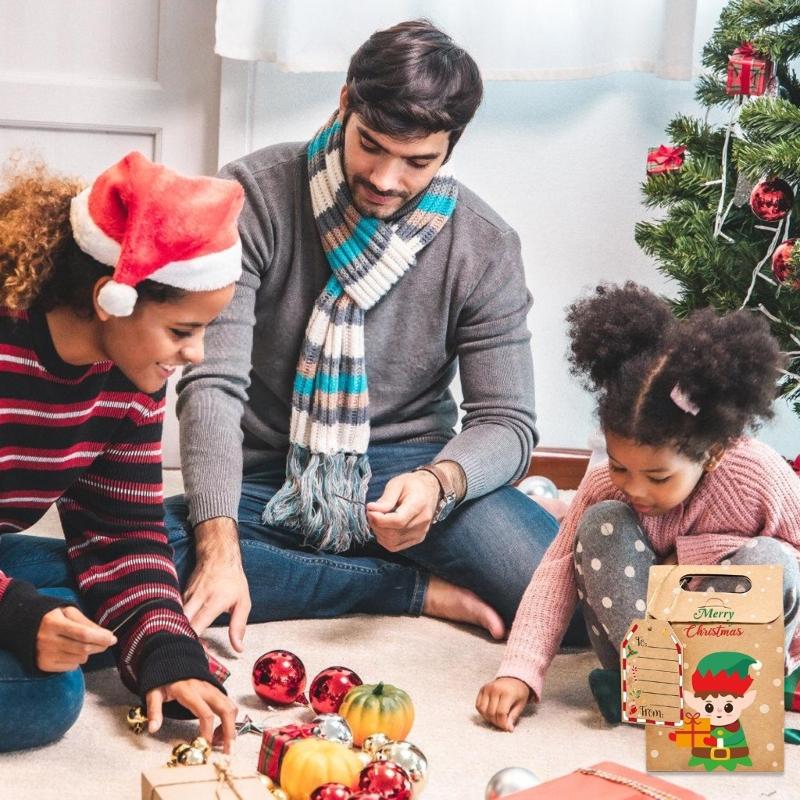 Celebratory Holiday Paper Gift Bags for Christmas Treats and Small Party Bonuses