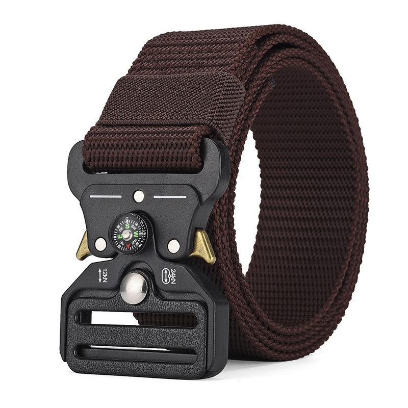 

Многофункциональный компас Тактический ремень Пряжка кобра Ремень на липучке Холщовый уличный ремень 125cm темно-коричневого