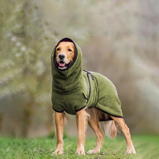 Pullover Pet Cotton Suit Golden Retriever Thickened Warm Hooded Solid Colour Dog Clothes