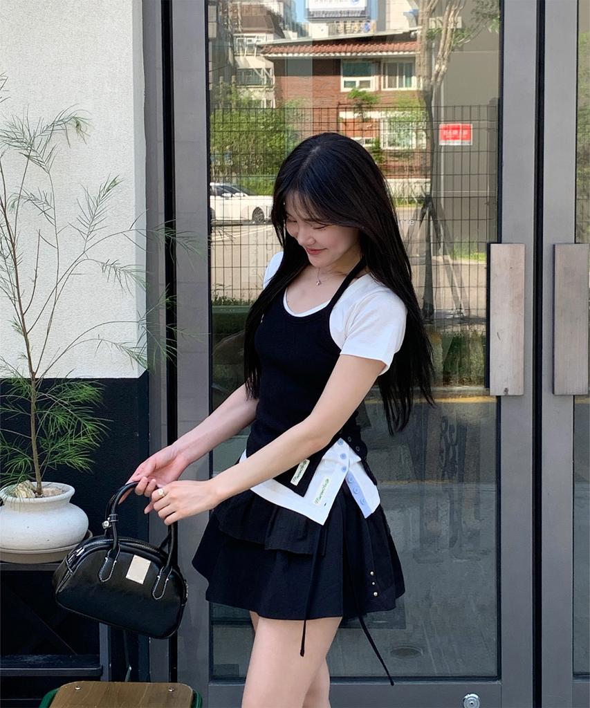PLASMA SPHERE 2-Way Duet Mini Frill Flare Layered Wrap Skirt_ 2 Colors