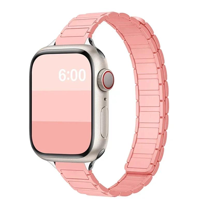 Magnetic Silicone Loop Strap For Apple Watch S11 42/46mm 41mm 45 Slim Bands 44mm 40mm 38 Bracelet iWatch SE 10 9 8 7 6 5 4 Ultra1/2/3 49