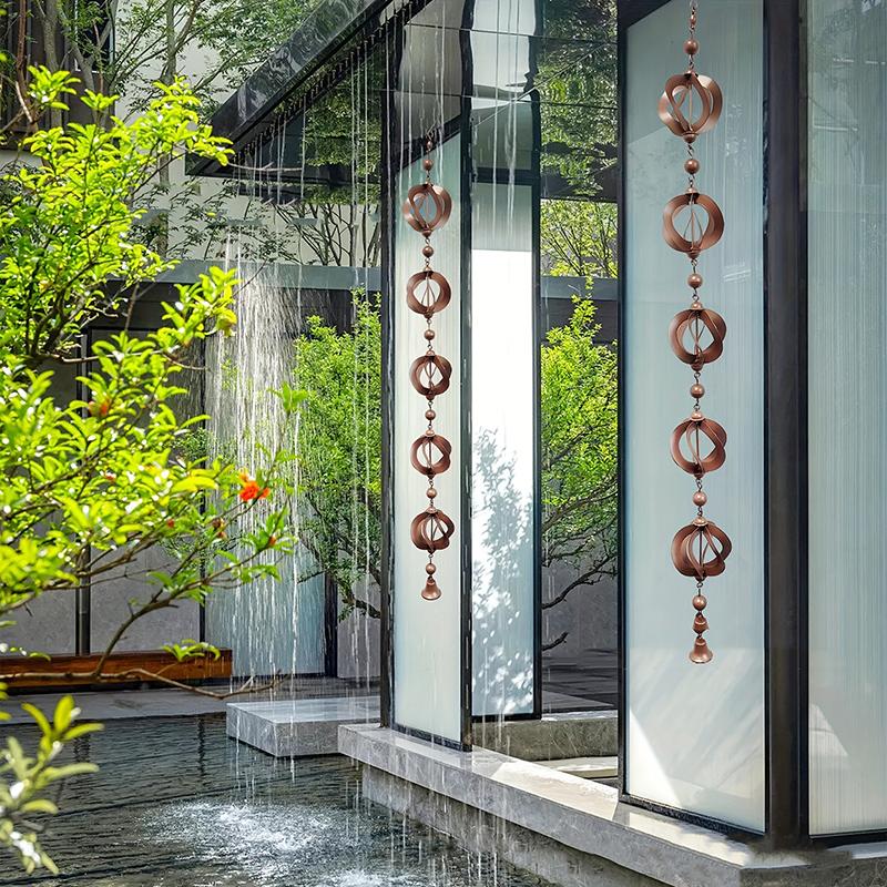 Rain Chain Decorative Iron Rain Gutter Chains Functional Replacement Downspout Chain Outdoor Rain Chains