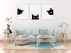 Black Cat Art Decorative Animal Cat Wall Modern Contemporary Poster Sofa Background Wall Hanging for Living Fully Framed 3-Panel Panel, Painting, Art,
