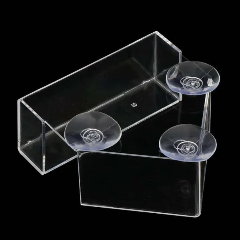 1 Pc Mini Acrylic Transparent Empty Bird Feeder Suction Mount Pet Bird Feeder House Type Feeder