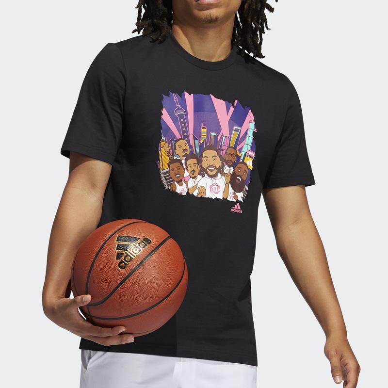 Adidas Shanghai Basketball Short Sleeve T-Shirt Men Tops Black GL4427