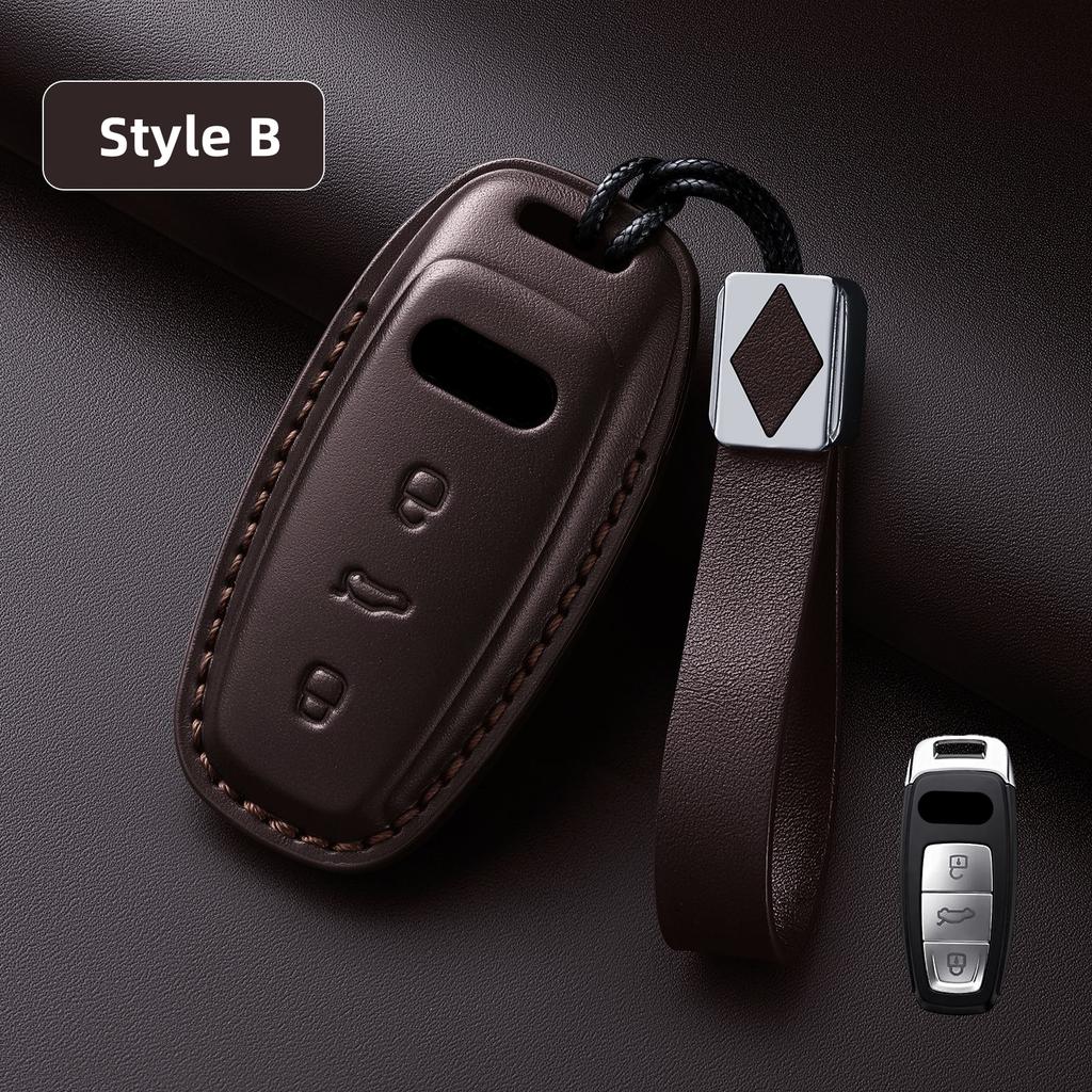 Leather Car Remote Key Cover Case Holder Shell Fob for 2026 New A5L A6L E-tron Q6L Etron A4L A3 A5L Sportback Q3 Q4 Q5 Q7