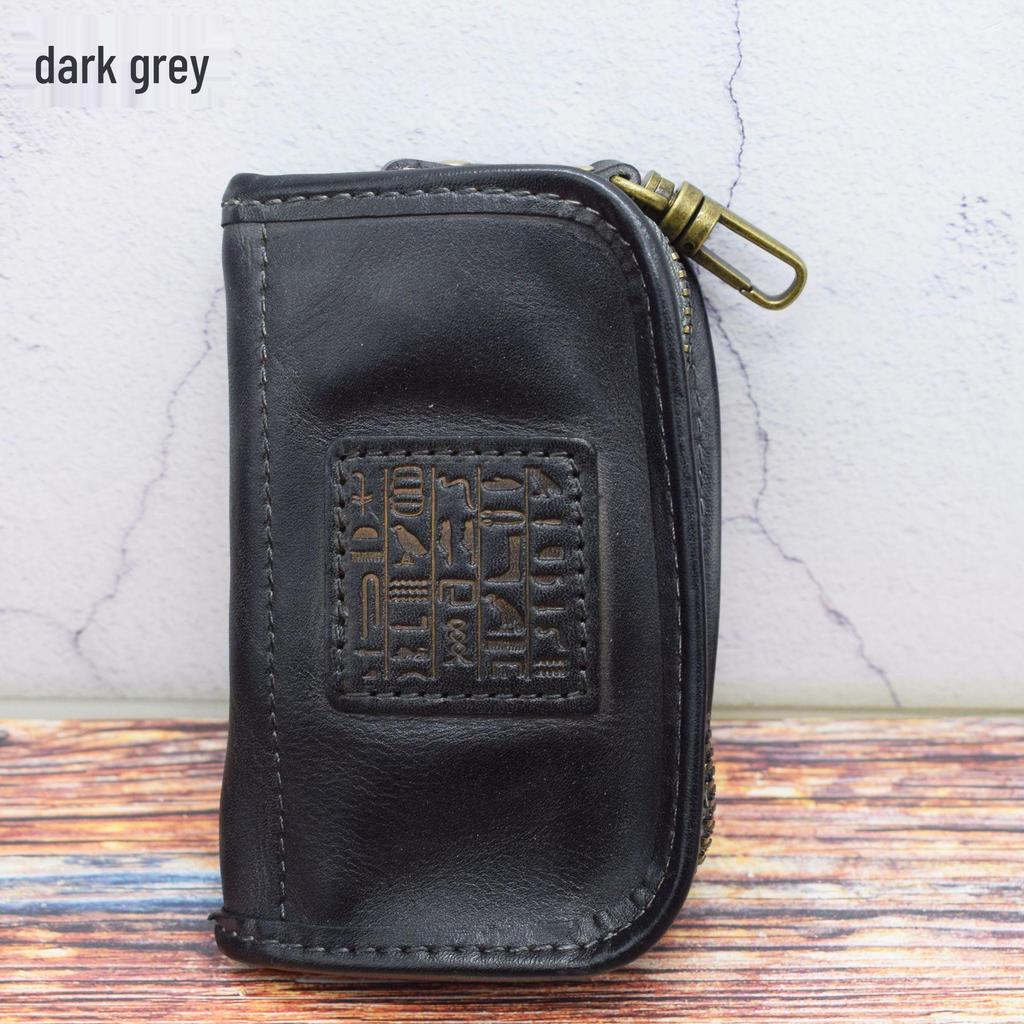 Japanese Retro Vegetable-Tanned Leather Key Holder and Storage Bag