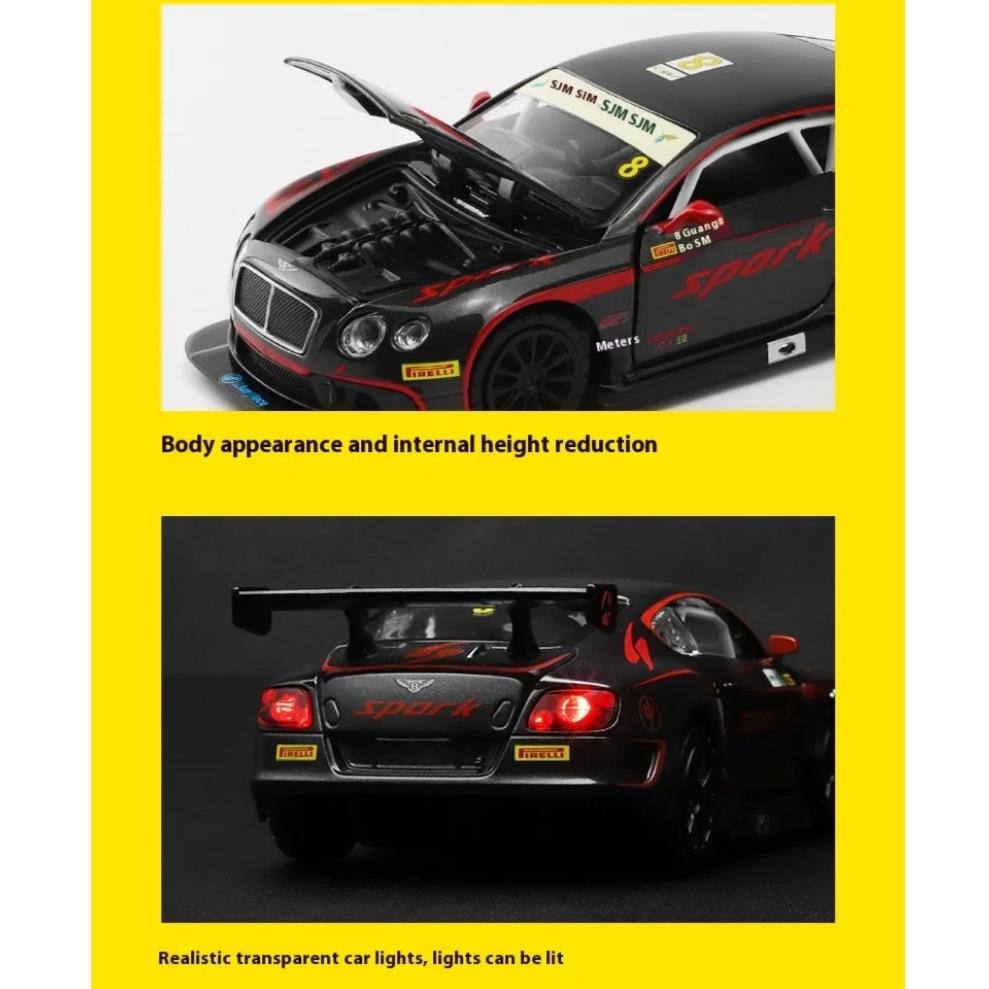1/32 Scale Bentley CONTINENTAL GT3 Alloy Car Model with Retro Action, Kids Racing Toy, Perfect Gift for Auto Enthusiasts
