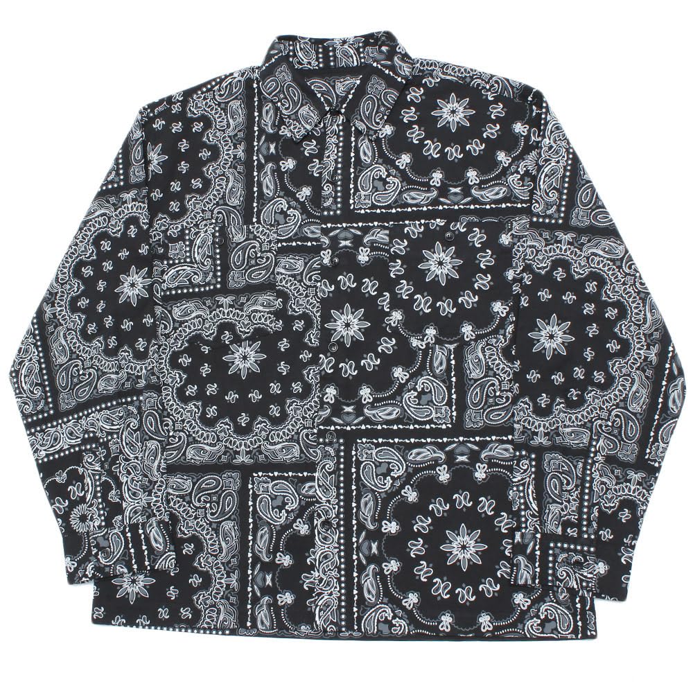 One Colors Denim Shirt Bandana Stretch Long Size Paisley Men's Jacket, Print, Paisley, Camouflage, Sleeve, 2L,