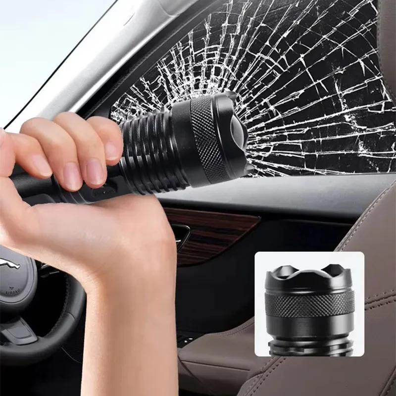 High Power LED Flashlight Rechargeable - Long Range Torch with Telescopic Zoom, Bright Self-Defense Flashlight for Outdoor Use