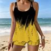 Women's Swimwear Tankini 2 Piece Swimsuit Vertical Ink Splatter Vacation Bathing Suits