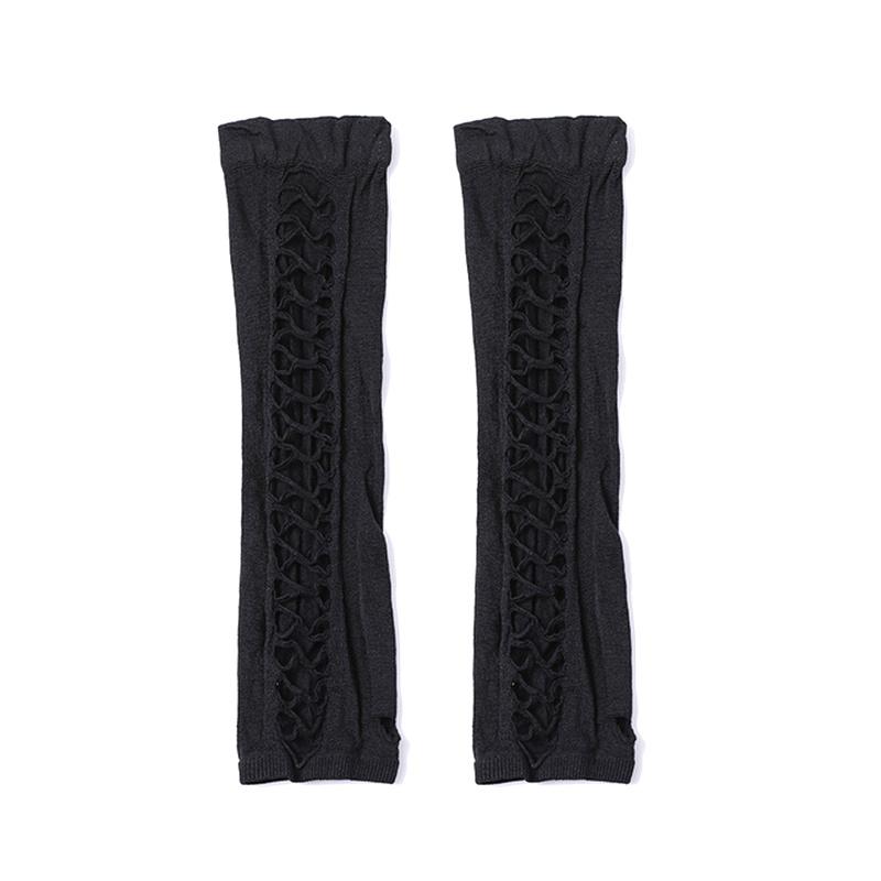 Vintage Party Cosplay Mesh Stretch Gloves Nightclub Dancing Half-Finger Fun Fishnet Mittens Women'S Long Broken Hole Arm Sleeve