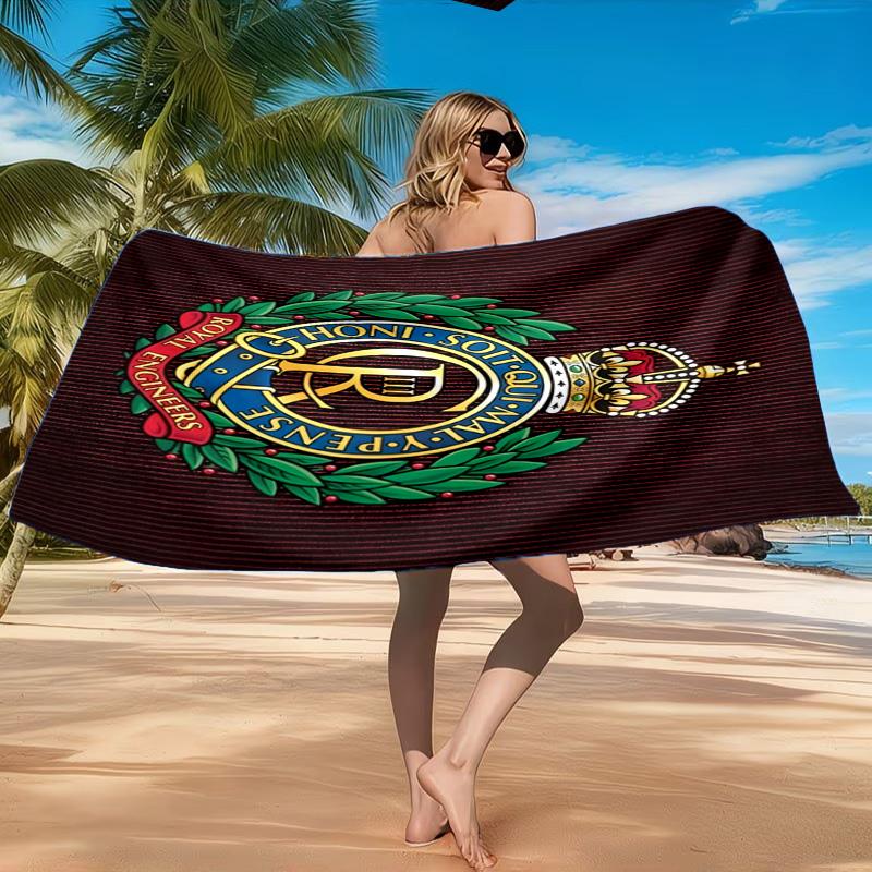 Royal Engineers Crest Emblem Beach Towel, Quick-drying, Easy to Care for, Suitable for Both Fitness and Beach Vacations,Sports Essential