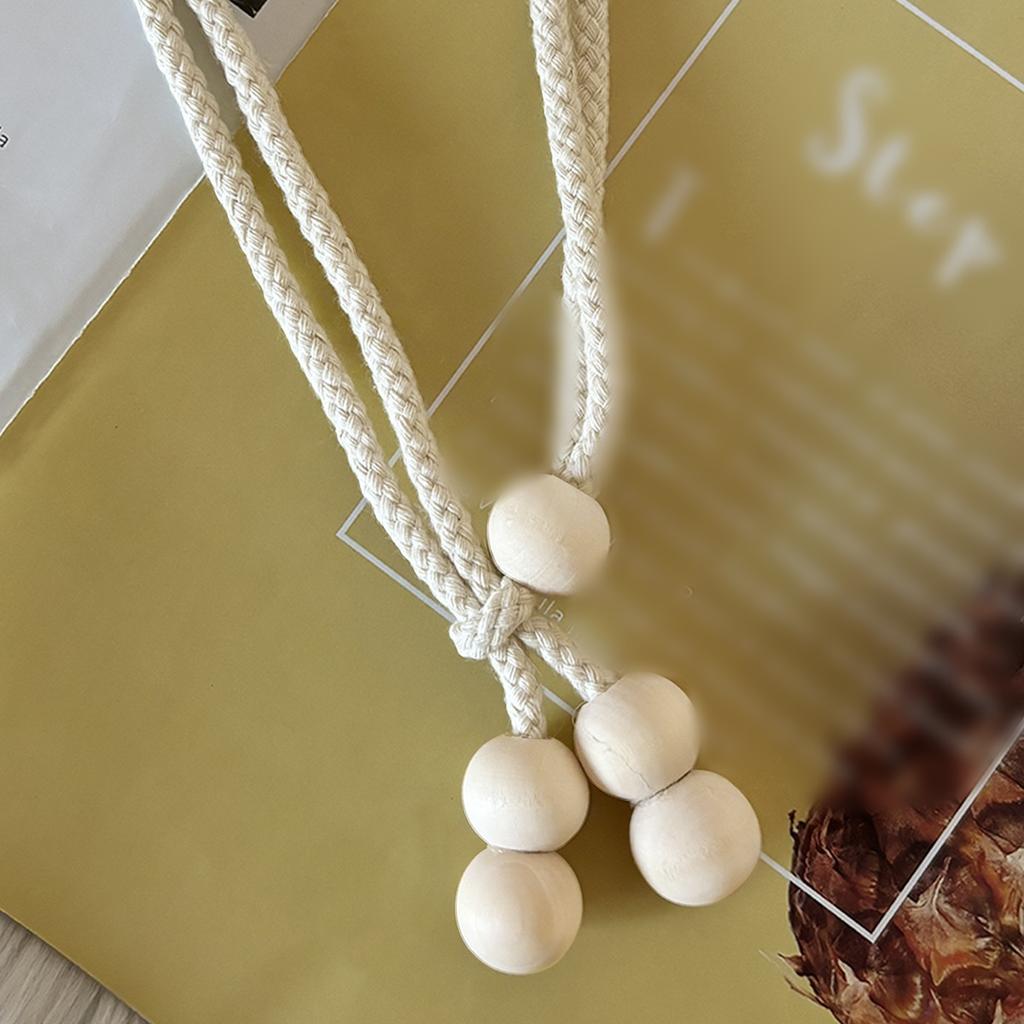 2pcs Hand-woven Solid Wood Magnetic Knot Curtain Tiebacks with Boho Style, Suitable for Living Room and Bedroom Home Decoration.