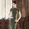 Green national style, new Chinese Suzhou long cheongsam, improved young 1011 new women's high-end sense, daily wear