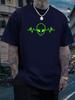 Unisex Rundhals T-Shirt Alien Kopf Herzschlag Puls Neon Print Baumwolle Kurzarm Locker Sommer Atmungsaktiv Täglich Lässig Basic Wear Oberteil