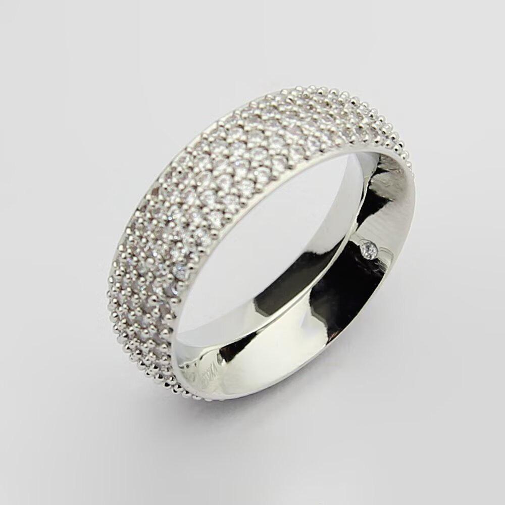Round Full-diamond Ring, Three-color Precision Craftsmanship Version, Suitable for Gift-giving and Daily Wear, Non-allergenic Material