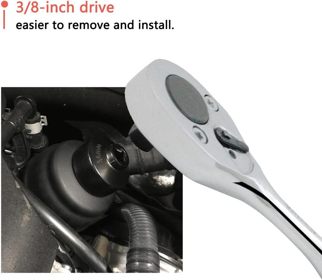Oil filter wrench, fuel filter removal tool compatible with various vehicles, including 24 27 29 30 32 36 38mm oil canister socket - 7 pack