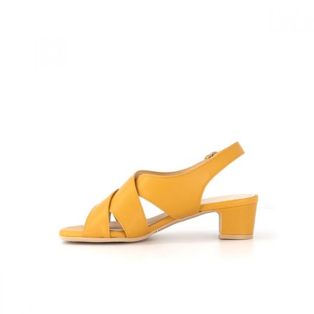 Daks 4cm Cross Leather Semi Dress Sandals Dld301 Mustard
