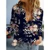 Fashion Flowers Butterflies Pattern 3D Print Women's Long Sleeve Shirt Simple Lapel Tops Autumn Casual Commuter Women Clothing