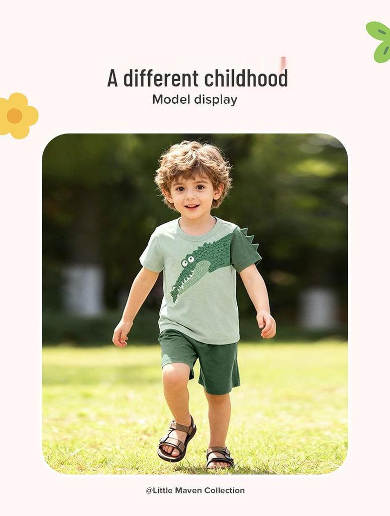 New Arrival Summer Cartoon T-Shirt Set for Boys - European & American Style Children's Clothing