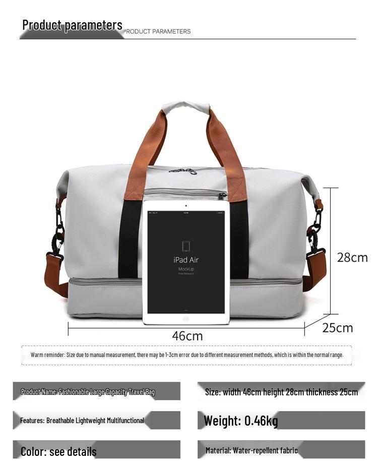 Women's Lightweight Water-Resistant Travel Bag with Wet/Dry Separation