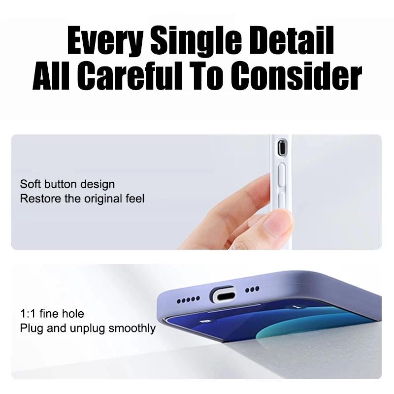 Liquid Silicone Case For iPhone 11 13 12 14 15 Pro Max Phone Cases For iPhone 14 15 Plus Shockproof Soft Back Cover Accessories