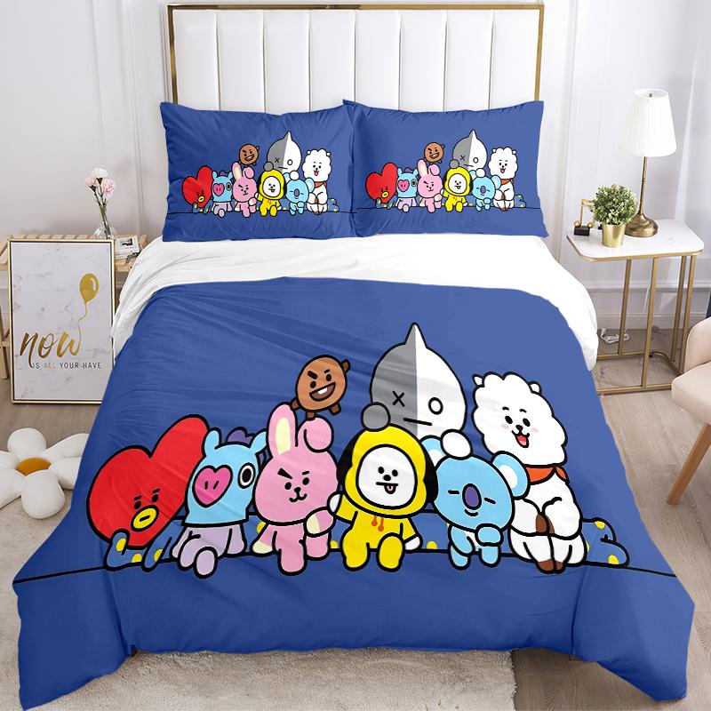 3Pcs Kawaii Friends Together Bedding Sets For All Sizes New 3D Printed Bed Cover Comforter Duvet Cover Pillowcase Bedroom Decoration