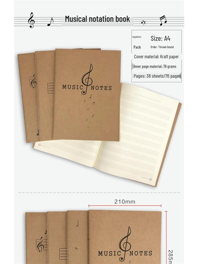 Slim Kraft Paper Notebooks - A4/A5 Lined & Blank, B5 Grid, for Students