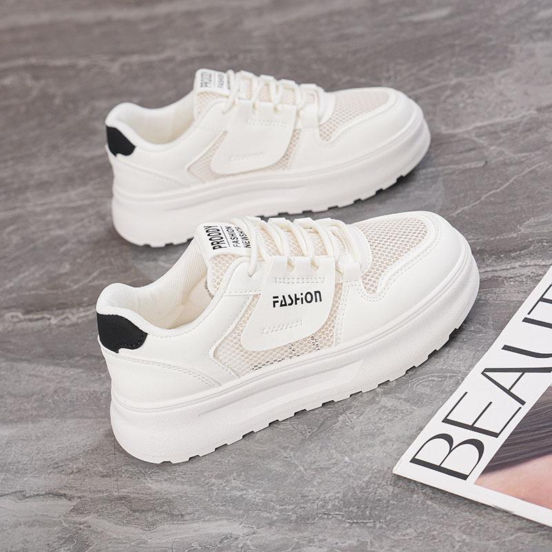 

Fashion Casual shoes for spring and summer 2025, breathable mesh white shoes for women new Korean version women s thick soled shoes 40 чёрный