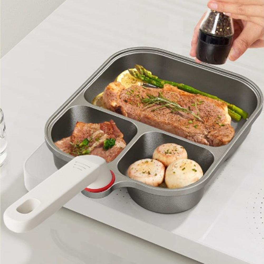 

3-in-1 Aluminum Alloy Breakfast Pot With 18cm Heat-resistant Handle Portable Stoves For Kitchen Frying Pan Steak Pot Stove Pot China Mainland
