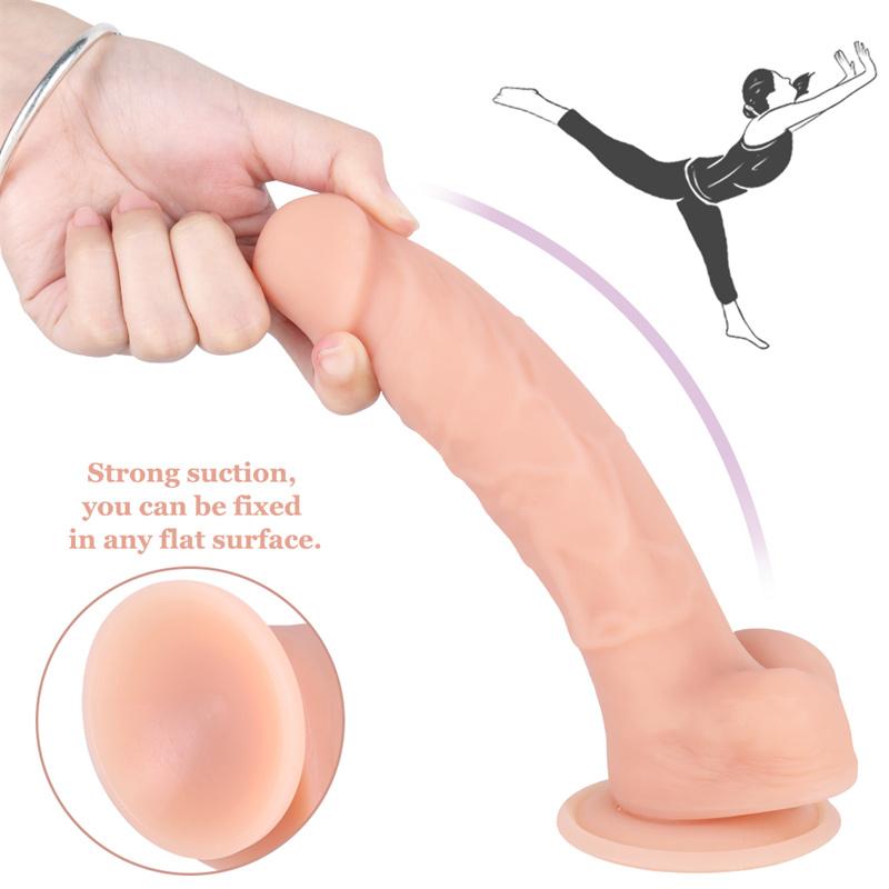 19cm Women's Bedroom Masturbator Liquid Silicone Dildo Real Feeling