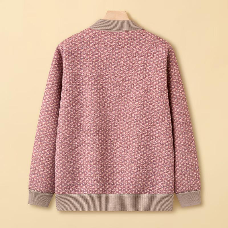 Elderly Women's Plush Knit Cardigan