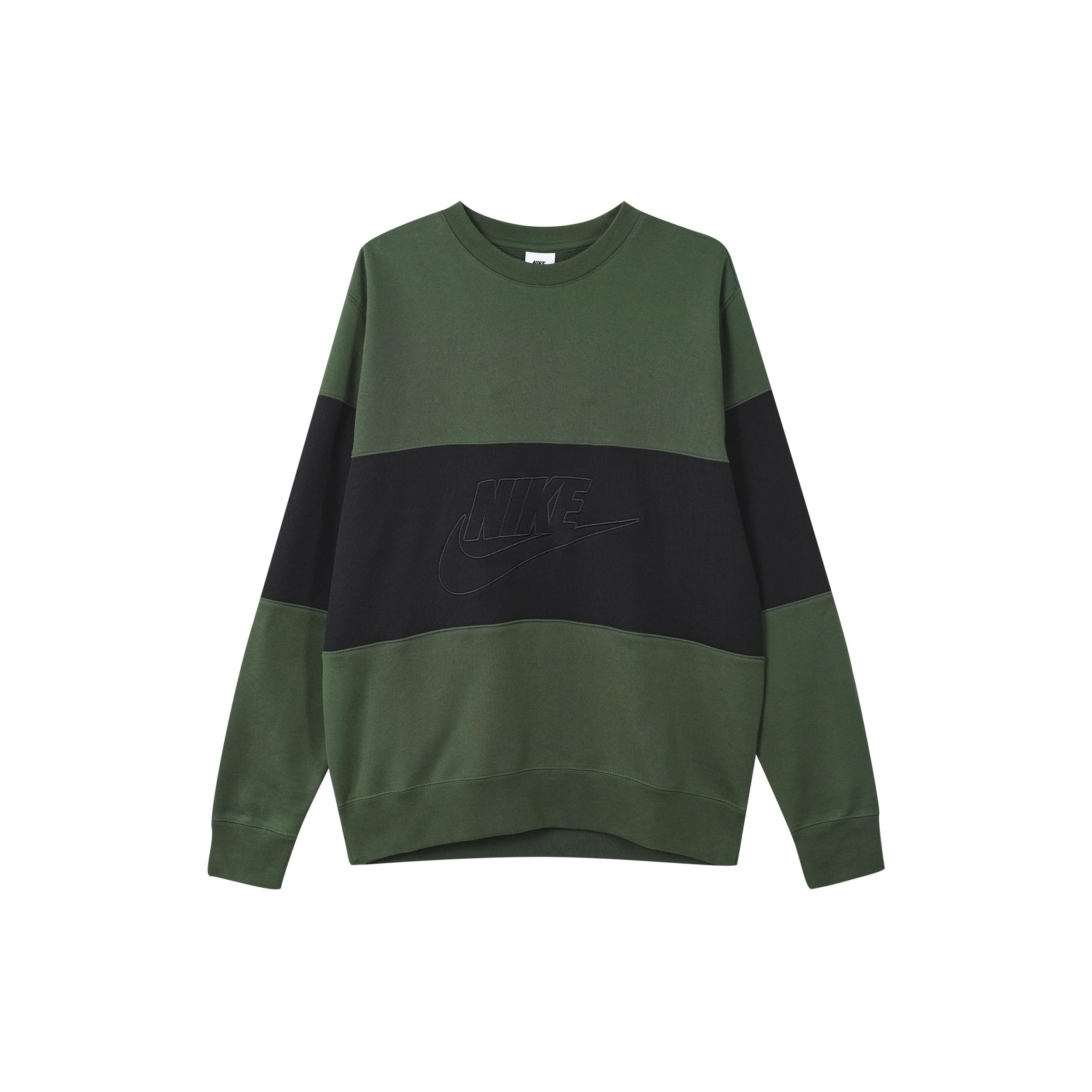Nike Club+ French Terry Crewneck Sweatshirt Green Black Men s FB7849-323 S