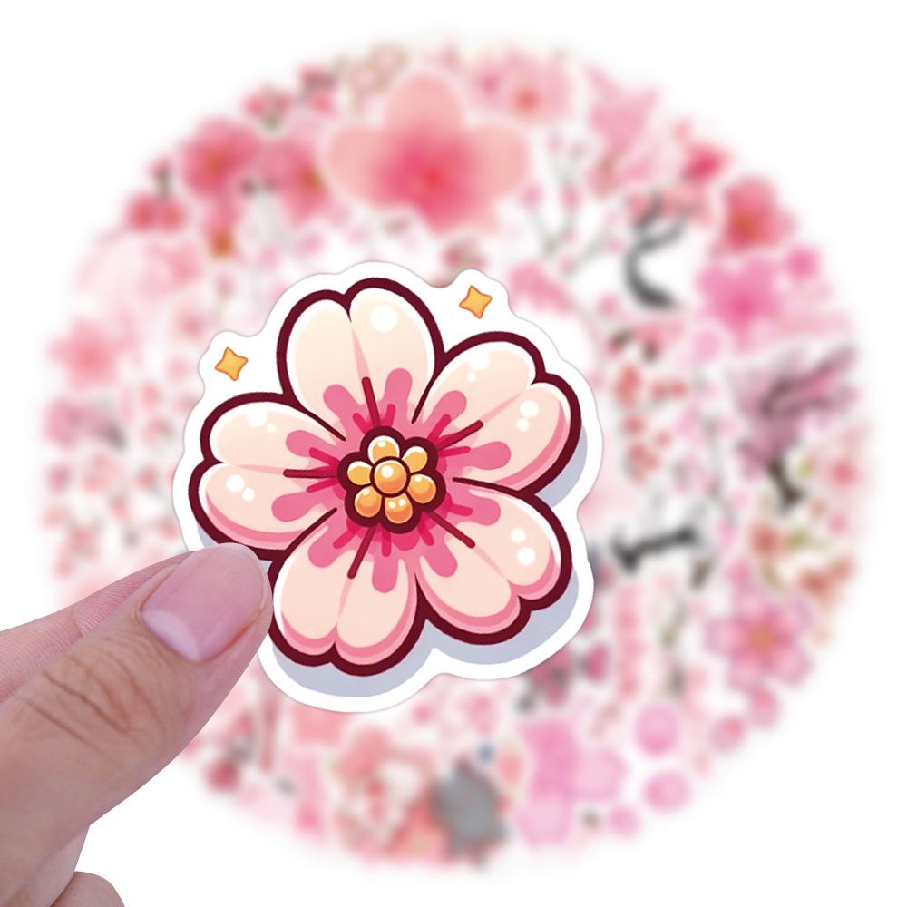 55pcs Sakura Pink Flower Stickers for Journals & DIY