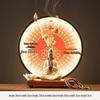 Ceramic Seated Guanyin On Lotus with Light Ring and Anjali Mudra for Home Decor