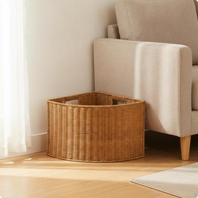 Hoekopbergmand RotanLook met Open Bovenkant Gevlochten voor Woonkamer, Slaapkamer,