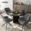 WOLTU 2PCS/Set Chenille Dining Chairs 360° Swivel Dining Room Chairs with Metal Legs Ergonomic Armchairs Upholstered for Living Room Kitchen
