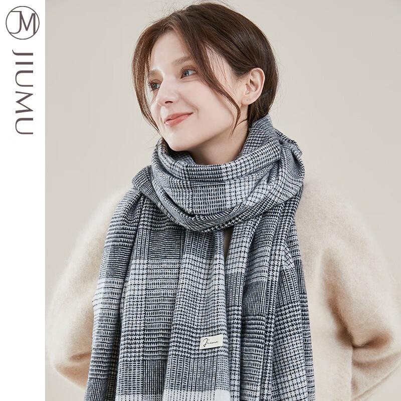 JIUMU Women's Autumn Winter Houndstooth Wool Scarf/Shawl