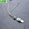 Cute Dainty Small Women Flip Flop Pendant Necklace Blue Fire Opal Stone Pendant Necklaces Bride Jewelry  Sterling Color NecklaceCute