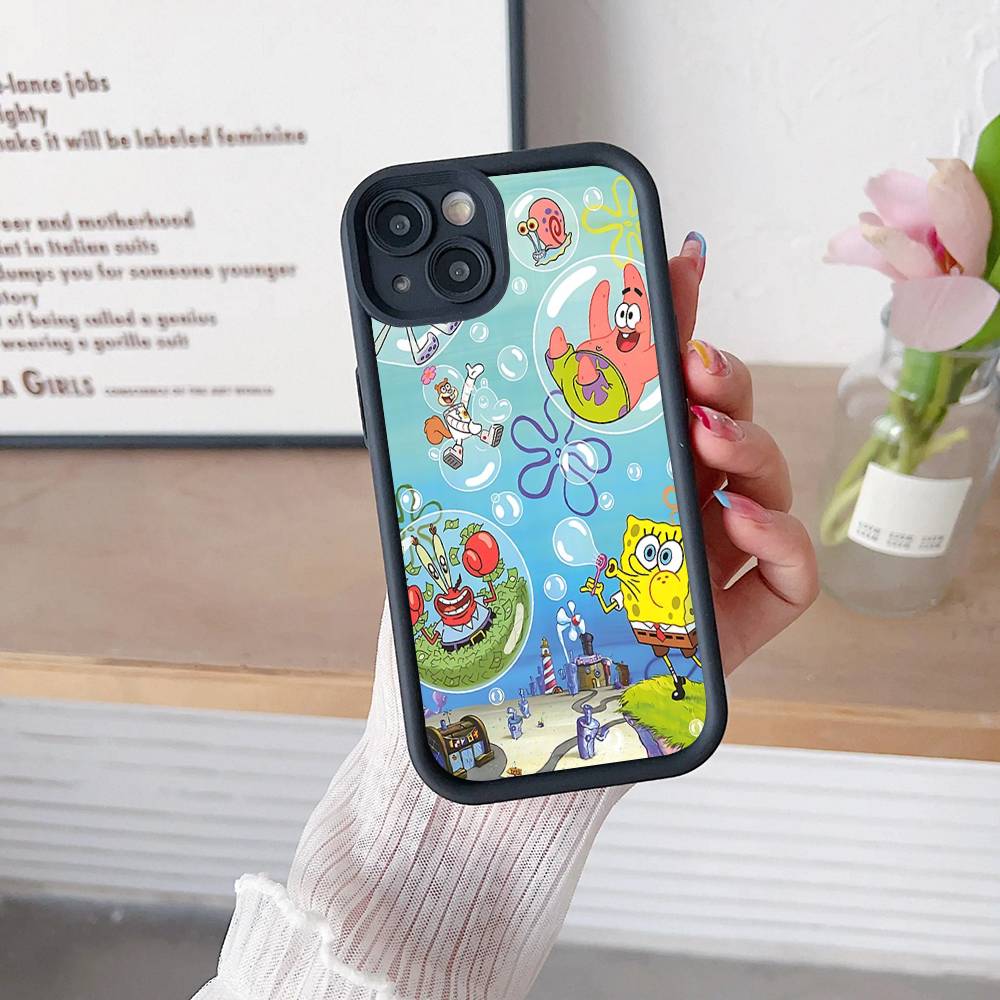 Cartoon Cute S-SpongeBob Anime Phone Case For IPhone 17 16 15 14 13 12 11 Air Plus Pro Max Soft Back Cover
