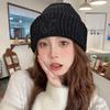 Big head circumference thick wool hat women's autumn and winter loose warm pile cold hat big face small knitted ear hat