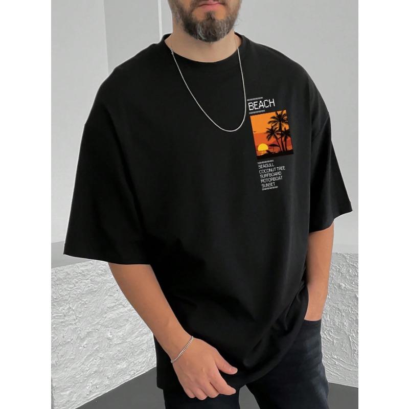 

Мужская летняя футболка из 100% хлопка свободного кроя с принтом Coconut Tree&Sloan Graphic, приталенная, повседневная, спортивная, с круглым вырезом и короткими рукавами XL