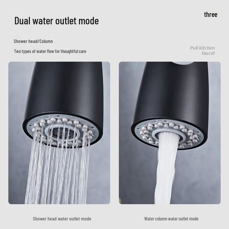 TLXT Black Stainless Steel Pull-Out Wall-Mounted Faucet
